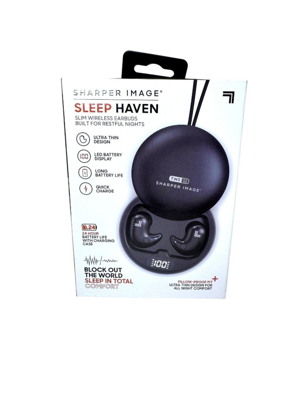 NEW Sharper Image Sleep Haven Pillow Proof Fit Wireless Earbuds